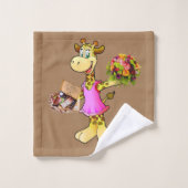 Giraffe Floral Beige Hands Badezimmer Handtuch Set (Waschlappen)