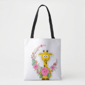 Giraffe floral Tote Bag Tasche (Vorderseite)
