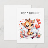 Giraffe Flugzeug Geburtstag Einladung (Vorne/Hinten)