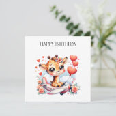 Giraffe Flugzeug Geburtstag Einladung (Stehend Vorderseite)