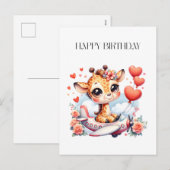 Giraffe Flugzeug Geburtstag Feiertagspostkarte (Vorne/Hinten)