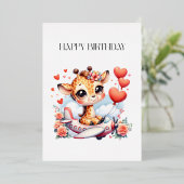 Giraffe Flugzeug Geburtstag Folieneinladung (Stehend vorne)