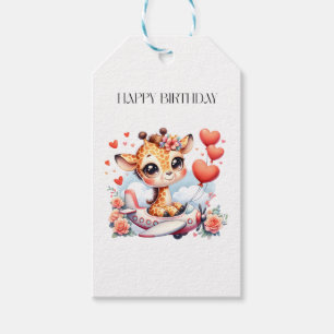 Giraffe Flugzeug Geburtstag Geschenkanhänger