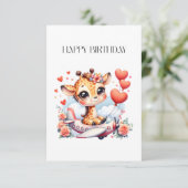 Giraffe Flugzeug Geburtstag RSVP Karte (Stehend Vorderseite)
