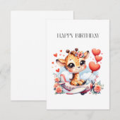 Giraffe Flugzeug Geburtstag RSVP Karte (Vorne/Hinten)