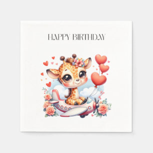 Giraffe Flugzeug Geburtstag Serviette