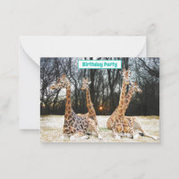 Giraffe Forrest Fun Party Einladung - Vier Sitze