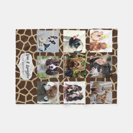 Giraffe FOTO Blanket Collage Instagram Fleecedecke (Vorderseite (Horizontal))