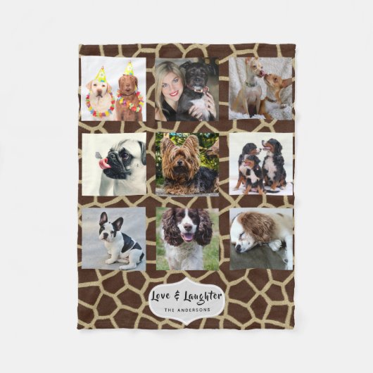 Giraffe FOTO Blanket Collage Instagram Fleecedecke (Vorderseite)