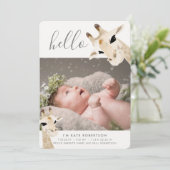 Giraffe Foto Collage Geburtserklärung Einladung (Stehend Vorderseite)