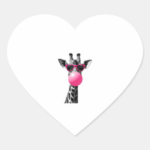 Giraffe Frauen Giraffe Gesicht mit Sonnenbrille Wi Herz-Aufkleber