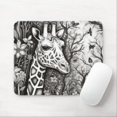 Giraffe Friedlich Nature Prairie Sketch Zeichnend Mousepad (Mit Mouse)
