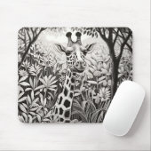 Giraffe Friedlich Nature Prairie Sketch Zeichnend Mousepad (Mit Mouse)
