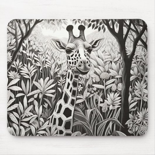 Giraffe Friedlich Nature Prairie Sketch Zeichnend Mousepad (Vorne)
