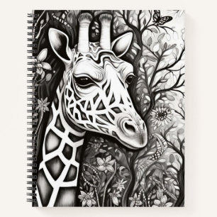 Giraffe Friedlich Nature Prairie Sketch Zeichnend Notizblock