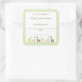 Giraffe Friends Baby Shower Book Plate Neutral Gen Quadratischer Aufkleber (Tasche)