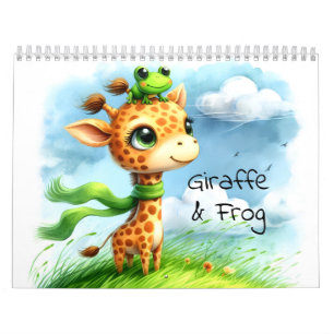 Giraffe & Frog Kinder-Wasserfarbe Illustriert Kalender