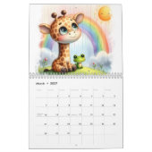 Giraffe & Frog Kinder-Wasserfarbe Illustriert Kalender (Mär 2027)