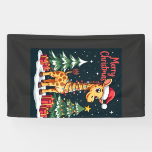Giraffe Frohe Weihnachten Baum Beleuchtung Santa G Banner