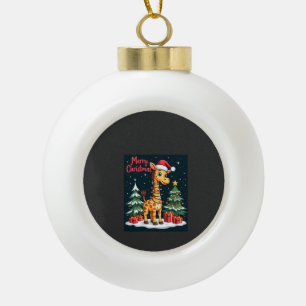Giraffe Frohe Weihnachten Baumbeleuchtung Santa Gi Keramik Kugel-Ornament