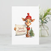 Giraffe Frohe Weihnachtskarte Feiertagskarte (Stehend Vorderseite)