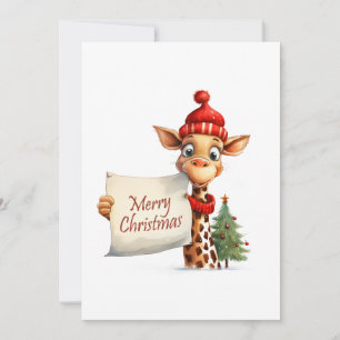 Giraffe Frohe Weihnachtskarte Feiertagskarte