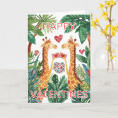 Giraffe Frohes Valentinstag Karte (Gelbe Blume)