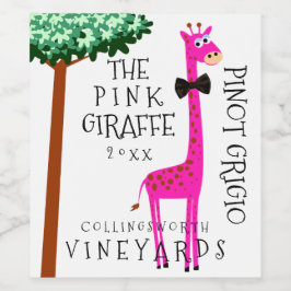 Giraffe Funny Whimsical Weinetikett