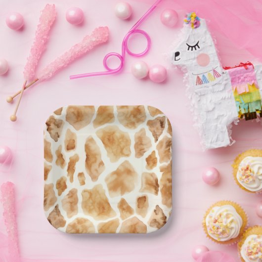 Giraffe Fur Print Pattern Modernes Safari Party Pappteller (Party)