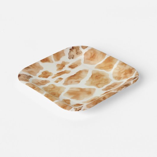 Giraffe Fur Print Pattern Modernes Safari Party Pappteller (Gewinkelt)