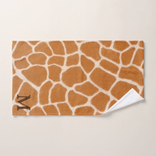 Giraffe für realistische Tierdruckbraun-Monogramm Badhandtuch Set (Handtuch)