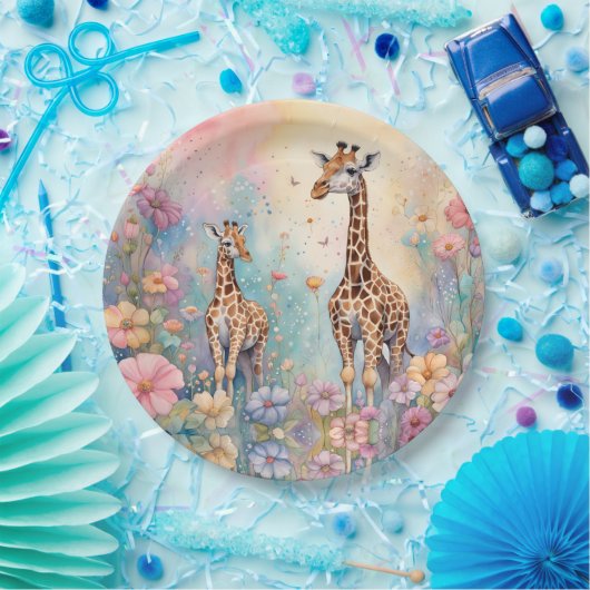 Giraffe Garden Pastel Pappteller (Party)