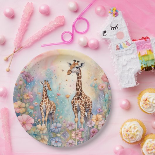 Giraffe Garden Pastel Pappteller (Party)