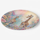 Giraffe Garden Pastel Pappteller (Schrägansicht)