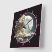 Giraffe Gazas in der MondlichtSavanne Quadratische Wanduhr (Winkel)
