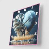 Giraffe Gazas in der MondSavanne in Afrika Quadratische Wanduhr (Winkel)