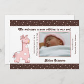 Giraffe Geburtsankündigung (Rosa) Ankündigung (Vorne/Hinten)