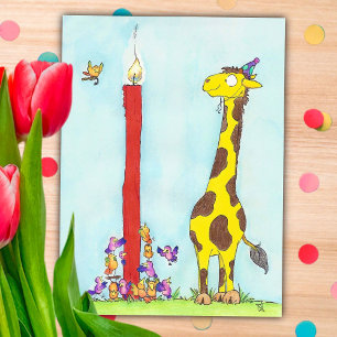 GIRAFFE GEBURTSTAG Postkarte von Nicole Janes