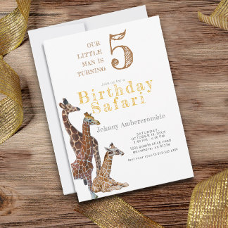 Giraffe Geburtstag Safari Feier für 5 Jahre alt Einladung