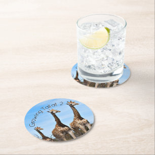 Giraffe Geburtstag Wildlife Runder Pappuntersetzer