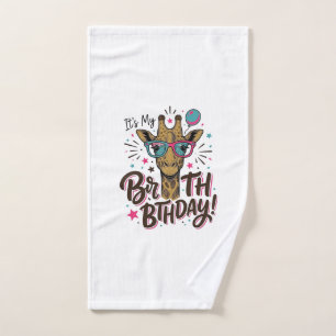 Giraffe-Geburtstags-Shirt mit Vintage-Gravur_1 Handtuch