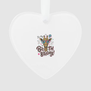 Giraffe-Geburtstags-Shirt mit Vintage-Gravur_1 Ornament
