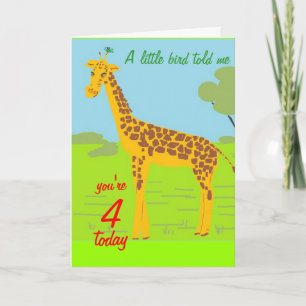 Giraffe Geburtstagskarte 4 heute Karte