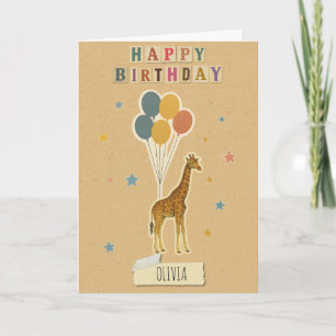 Giraffe Geburtstagskarte - Personalisierter Name Karte