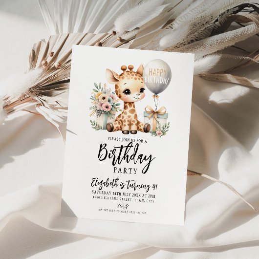 Giraffe Geburtstagsparty Einladung