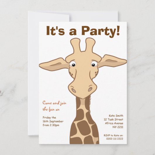 Giraffe Geburtstagsparty Einladung (Vorderseite)