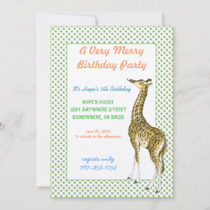 Giraffe Geburtstagsparty Einladung Green Dot Borde