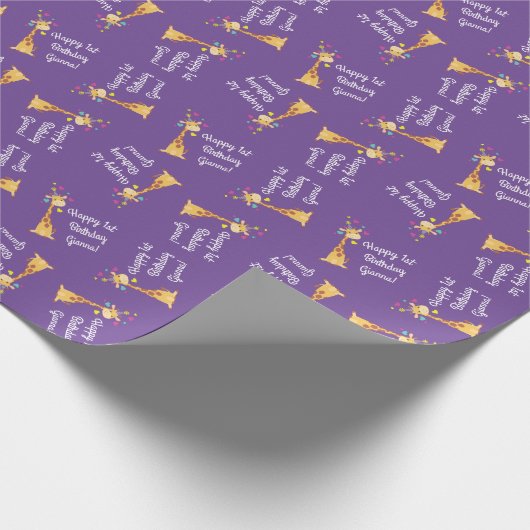 Giraffe Geburtstagsparty Geschenkpapier (Ecke)