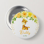 Giraffe Gelbe Blumen Papa Wird Vater Button (Vorne & Hinten)