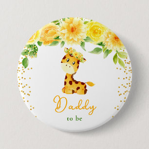 Giraffe Gelbe Blumen Papa Wird Vater Button